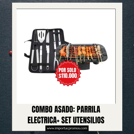 🥩Combo Asado Parrilla Eléctrica + Set de Utensilios🥩