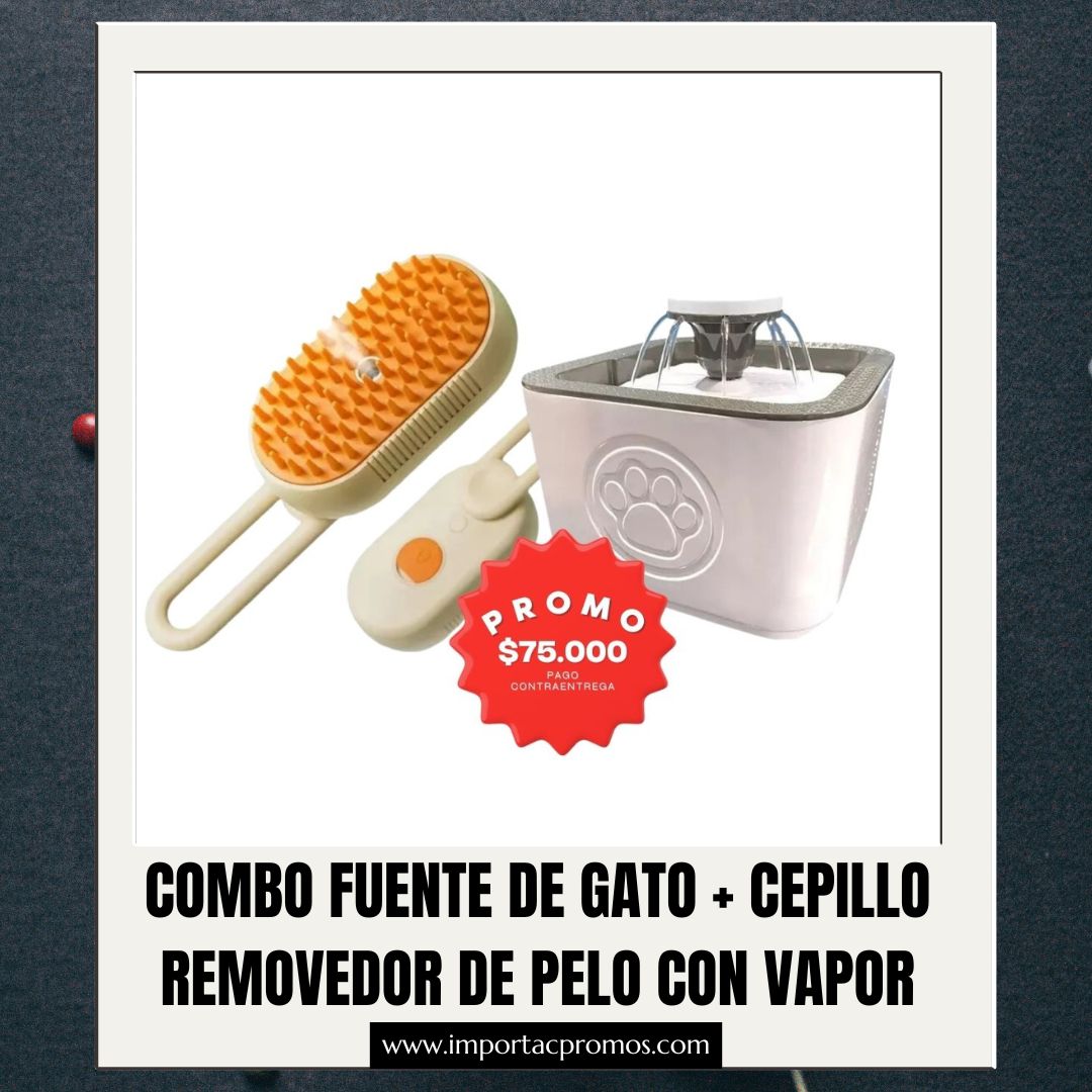 🐾COMBO FUENTE DE GATO + CEPILLO DE VAPOR PARA MASCOTAS🐾